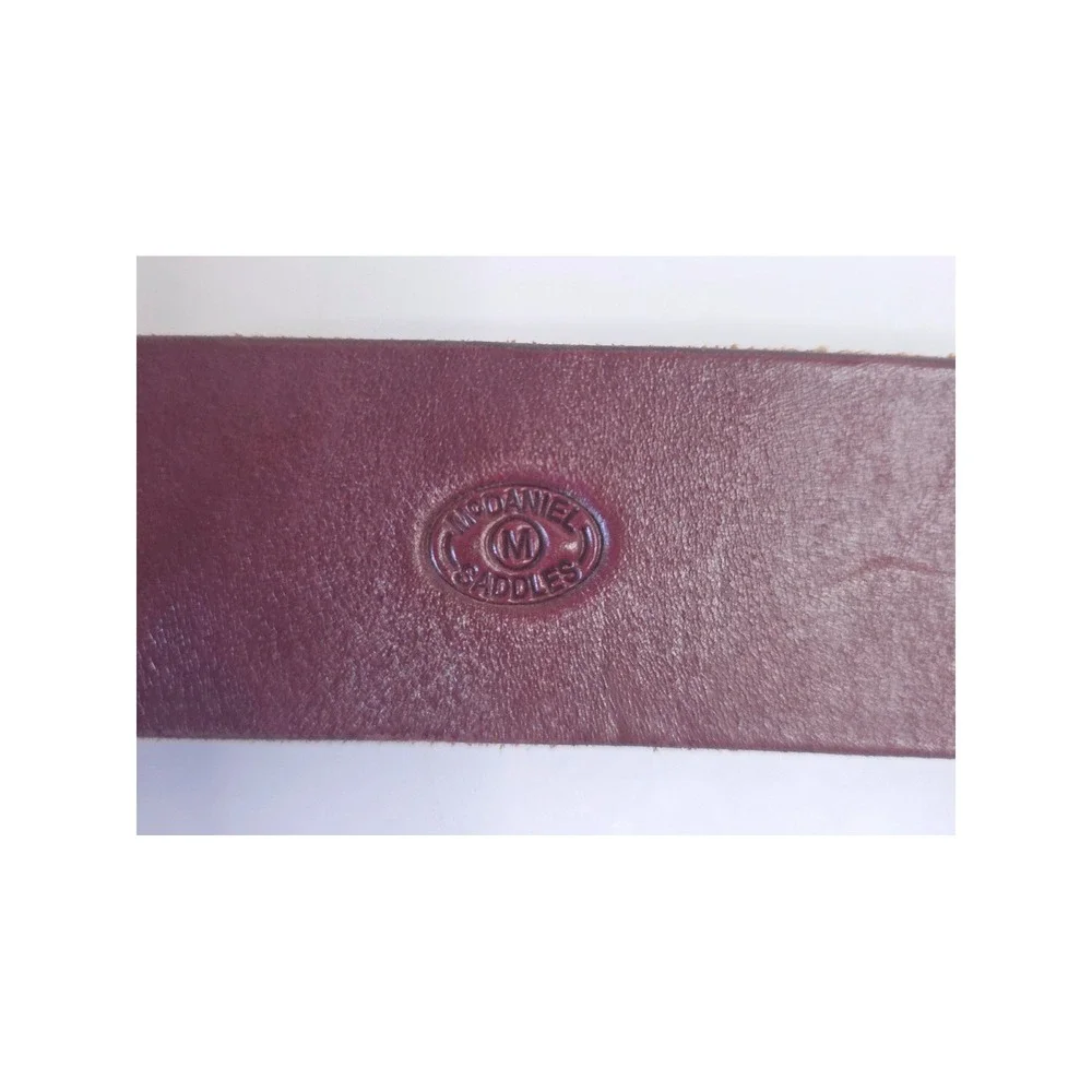 McDaniel Saddles Burgundy Leather Western Belt Silver‎ Engraved Keeper 49 Inch
